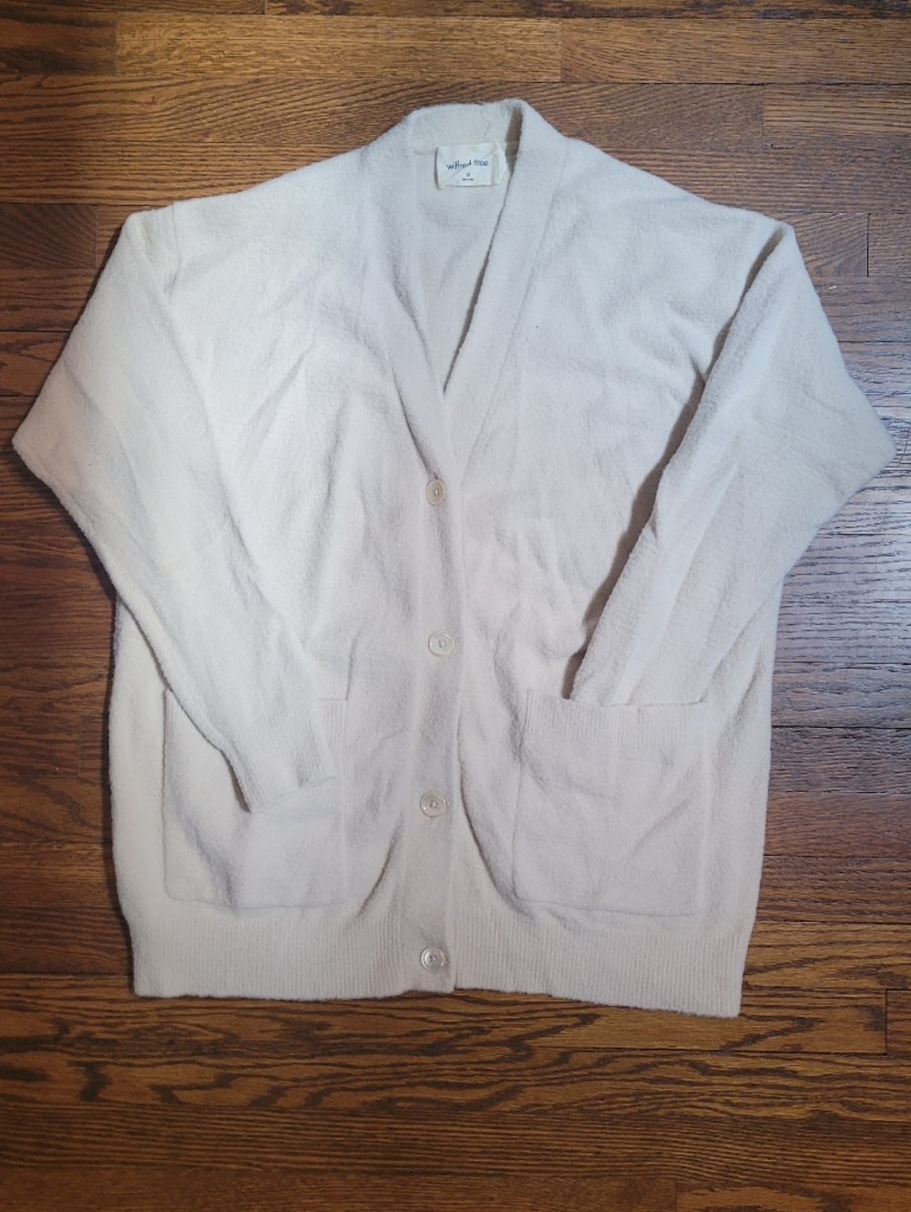 Aritzia Cream Button-Up V-Neck Cardigan